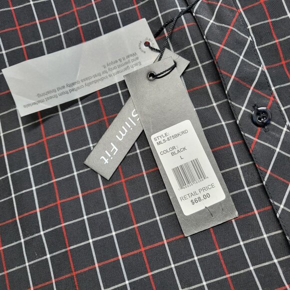 Galaxy by Harvic Shirt Button Up Mens Large Slim Fit Long Sleeve Check - Picture 7 of 16